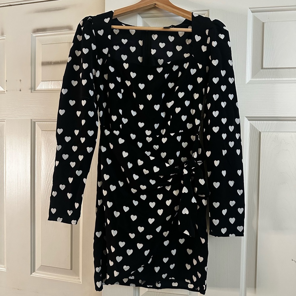 Heart Patterned Black Dress
